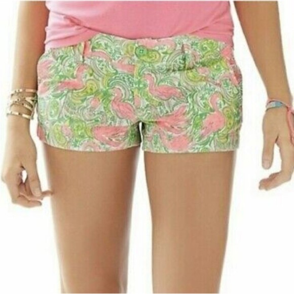 Lilly Pulitzer The Walsh Short Hot Wings Flamingo Size 00 - Picture 1 of 8